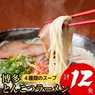 福岡ブランド 博多とんこつラーメン12食　4種類の本場博多の福岡産スープ(麺1袋100G)(大川市)