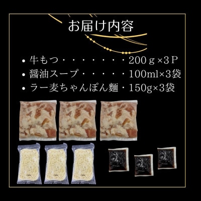 博多老舗醤油屋さんこだわりスープもつ鍋6人前セット!福岡特産ラー麦使用ちゃんぽん麺付(大川市)