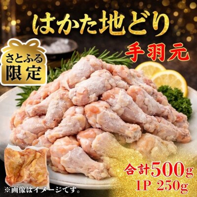 【さとふる限定】福岡県ブランド鶏_はかた地どり手羽元　合計500g　250g×2P(大川市)