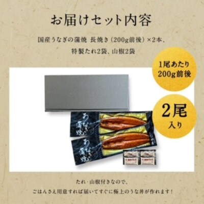 国産うなぎ蒲焼200g×2尾(大川市)