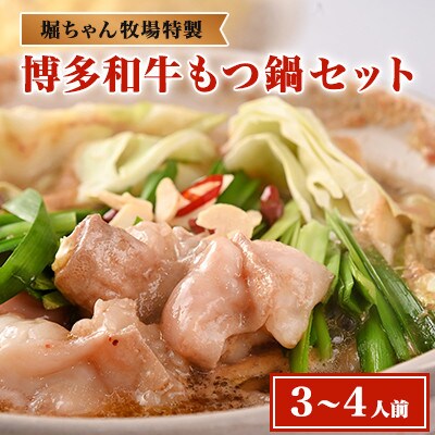 博多和牛 もつ鍋セット《醤油味・3～4人前》(大川市)
