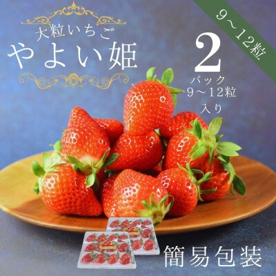 簡易包装【宮崎県国富町産大粒いちご】やよい姫 (9～12粒×2パック 合計約760g)