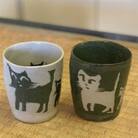 湯のみ(白ねこ・黒ねこ)2個セット