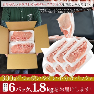 宮崎県産豚ローススライス 合計1.8kg(300g×6)