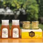 坂井養蜂場　みつばちの雫+プチ巣蜜セット　国産百花蜜300g×2　国産巣蜜30g×2