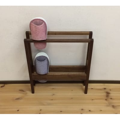 ウォールナット材の2段スリッパラック(大牟田市)