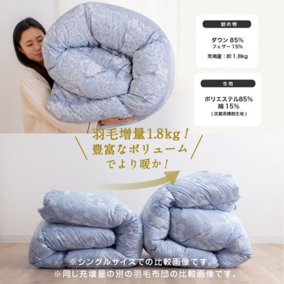 羽毛掛布団　ダブル　羽毛量1.8kg　色、柄おまかせ