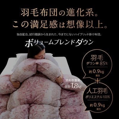 ハイブリッド羽毛掛け布団セミダブル充填量1.8kg(羽毛0.9kg人工羽毛0.9kg)色・柄おまかせ