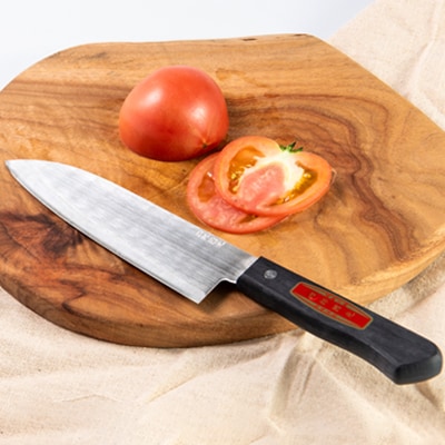 【刀匠四郎國光一門】《刀鍛冶が造る本格包丁》鋼入りステンレス菜切り包丁柳刃(両刃)