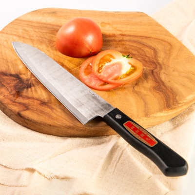 【刀匠四郎國光一門】《刀鍛冶が造る本格包丁》鋼入りステンレス菜切り包丁牛刀型(両刃)