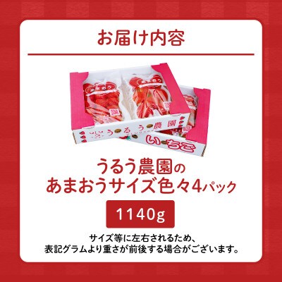 うるう農園のあまおうM～Gサイズ 4パック (約1140g)(大牟田市)