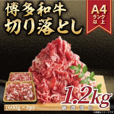 訳あり!【A4～A5】博多和牛切り落とし　1.2kg(600g×2p)(大牟田市)