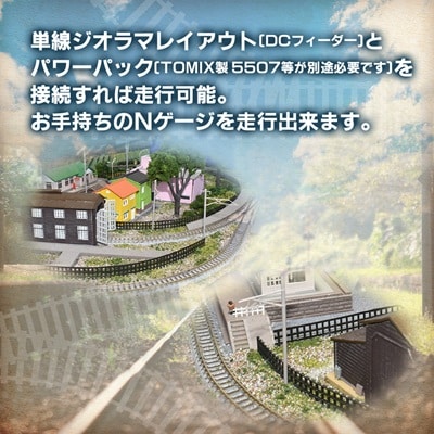 Nゲージ鉄道模型ジオラマレイアウト　60cmx45cm 木造駅舎と昭和の街並(ポイント電動)