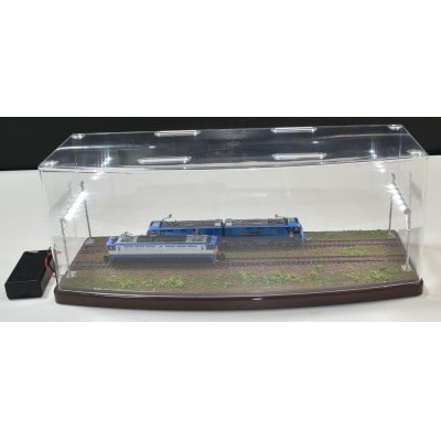 Nゲージ用 鉄道模型ジオラマ展示台 複線ヤード灯照明付き(電池BOX付)