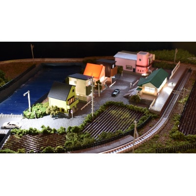 【Nゲージ】1/150　鉄道ジオラマレイアウト単線 90×60cm 引込駅(照明付き)ポイント手動
