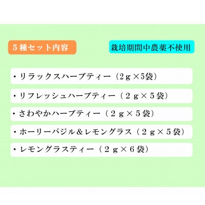 熊本県産農薬不使用(栽培期間中)ハーブティー　5種セット