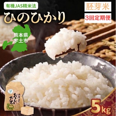 【毎月定期便】熊本県宇土市　那須自然農園「ひのひかり」胚芽米5kg全3回