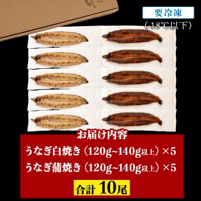 鹿児島県大隅産  千歳鰻の白焼5尾・蒲焼き5尾　合計10尾