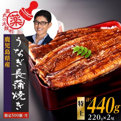 数量限定【薬丸の太鼓判】鹿児島県産うなぎ長蒲焼特大2尾(220g以上2尾)