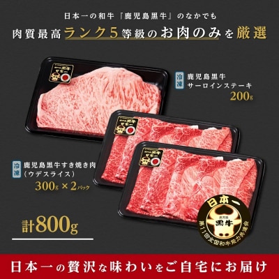 鹿児島黒牛サーロインステーキ(1枚)・すきやきセット(800g)(H-701)