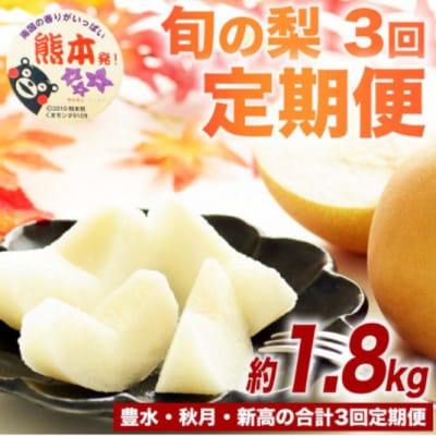 【発送月固定定期便】旬の梨 約1.8kg(計5.4kg) 豊水・秋月・新高(荒尾市)全3回