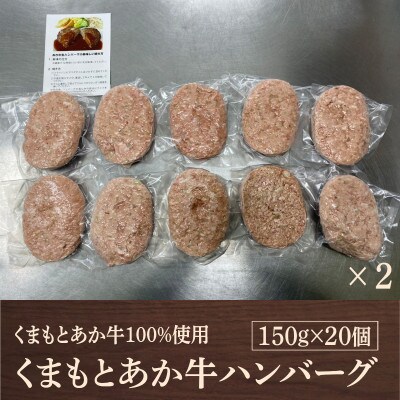 熊本県産 GI認証 くまもとあか牛100%使用 くまもとあか牛ハンバーグ 150g×20(荒尾市)
