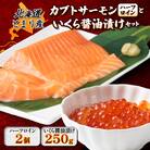 北海道とまりカブトサーモン　ハーフロイン2個(計約220g)といくら醤油漬け(250g)セット