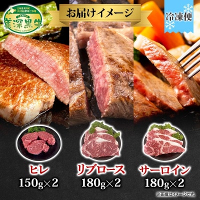 こだわりの美深黒牛 ヒレ 150g・リブロース 180g・サーロイン 180g 各2枚