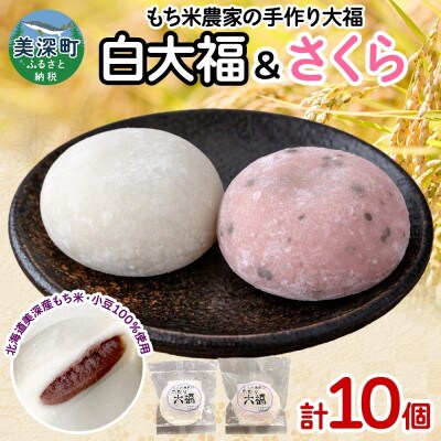 もち米農家の大福 2種 (白大福・さくら) 計10個セット