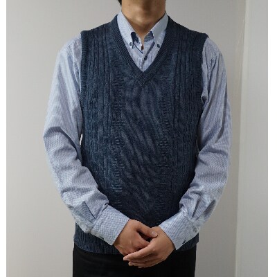 模様有 メンズニット ベスト ブルー M寸 お礼品詳細 ふるさと納税なら さとふる