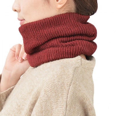 日本製 ネックウォーマー 内側 シルク ネックカバー ボルドー (3920-7498)