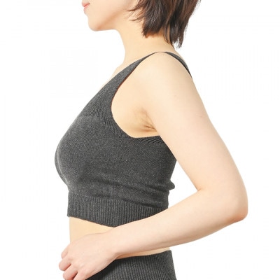 日本製 オーガニックコットン ゆったりブラ (パット付) 無縫製 チャコール(6681-S7364)