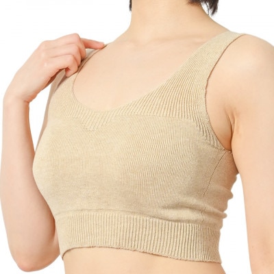 日本製 オーガニックコットン ゆったりブラ (パット付) 無縫製 ナチュラル(6681-S7365)