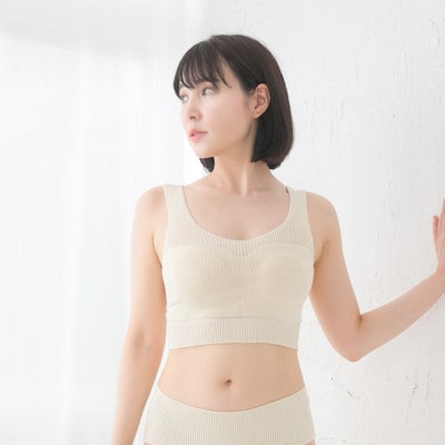 日本製 オーガニックコットン ゆったりブラ (パット付) 無縫製 ナチュラル(6681-S7365)