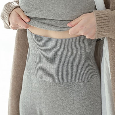 日本製 オーガニックコットン レギンスパンツ 天然繊維 無縫製 グレー (617-7546)