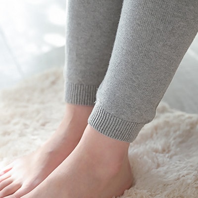 日本製 オーガニックコットン レギンスパンツ 天然繊維 無縫製 グレー (617-7546)