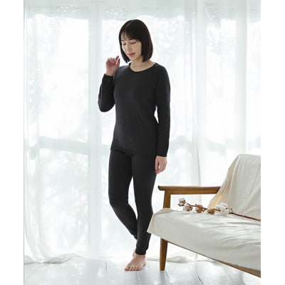 日本製 オーガニックコットン レギンスパンツ 天然繊維 無縫製 チャコール (617-7547)