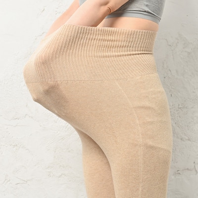 日本製 オーガニックコットン レギンスパンツ 天然繊維 無縫製 ナチュラル (617-7548)