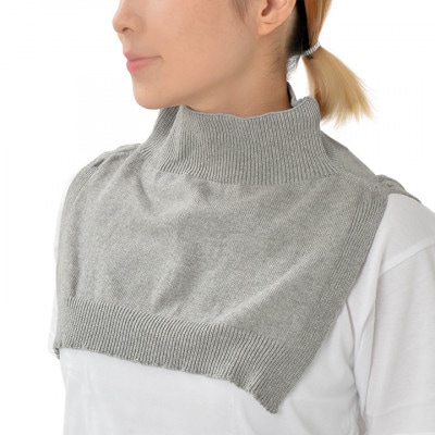 日本製 オーガニックコットン ネックウォーマー ( つけ襟 ) チャコール(6650-7372)