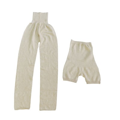 日本製 オーガニックコットン ルームパンツ&腹巻パンツ 1分丈 セット 生成 (615-610)