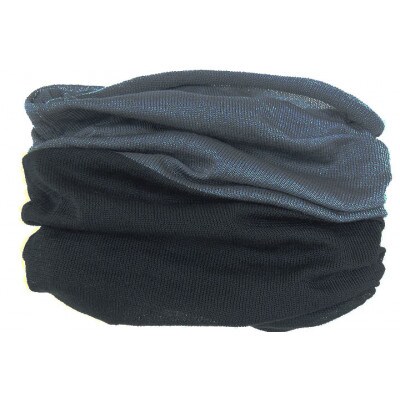 日本製 シルク100% スヌード 耳穴付4穴 【ブラック&チャコール】 (743-7760)