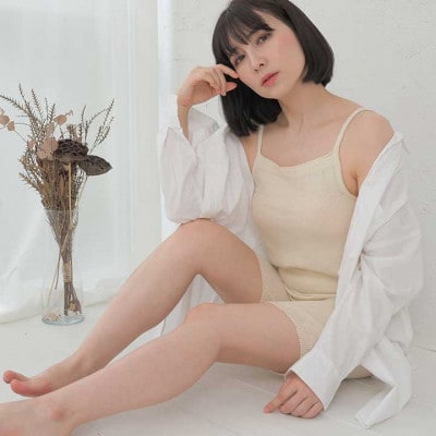 日本製 オーガニックコットン ゆるふわキャミ S-M ( 無縫製 ) 生成 (6661-7358)