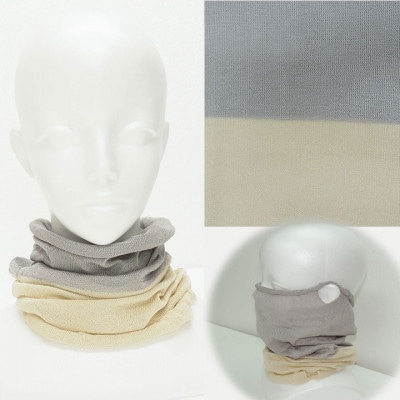 日本製 シルク100% スヌード  耳穴付4穴 【エクリュ&ライトグレー】 (743-7762)