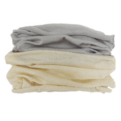 日本製 シルク100% スヌード  耳穴付4穴 【エクリュ&ライトグレー】 (743-7762)