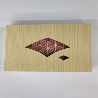 よしの組子トレー(麻の葉・薄ピンク) 40cm×30cm×2cm | 奈良県