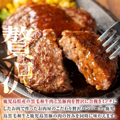 【数量限定・14営業日以内発送予定】鹿児島県産黒毛和牛×黒豚合挽ハンバーグ12個(1.3kg)
