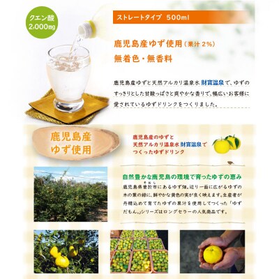 ゆずだもん。ウォーター ペットボトル 500ml×48本