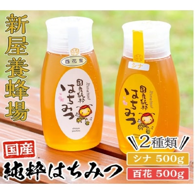 新屋養蜂場定番はちみつ2本セット(シナ・百花)