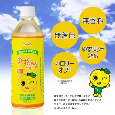 【3回定期】ゆずだもん。ウォーター ペットボトル 500ml×48本