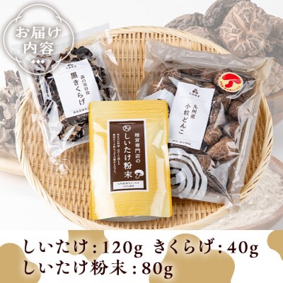  しいたけ+しいたけ粉末+きくらげセット(計240g・3種)